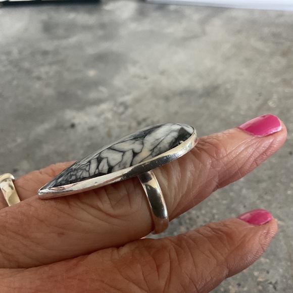 Gorgeous zebra jasper and sterling silver ring 925 stamped - Picture 5 of 7